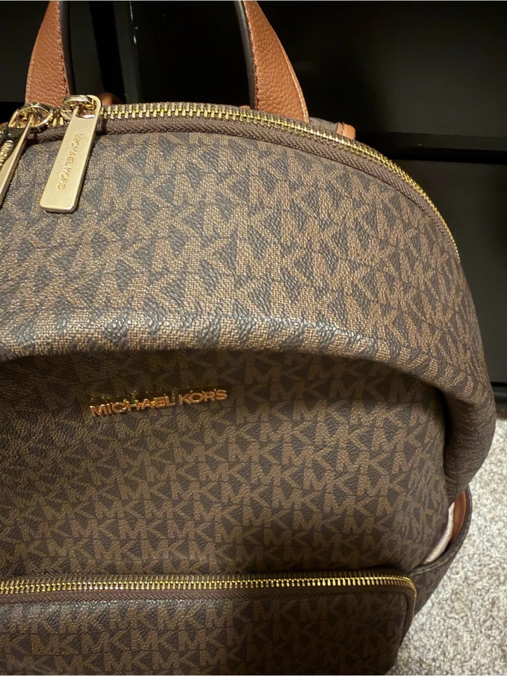 Michael Kors Brown Signature Logo Backpack